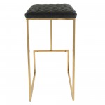 LeisureMod Quincy Quilted Stitched Charcoal Black Leather Bar Stools