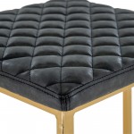 LeisureMod Quincy Quilted Stitched Charcoal Black Leather Bar Stools