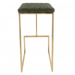 LeisureMod Quincy Quilted Stitched Olive Green Leather Bar Stools