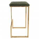 LeisureMod Quincy Olive Green Leather Bar Stools With Gold Metal Frame Set of 2