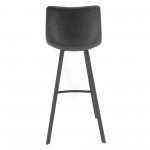 LeisureMod Elland Modern Upholstered Charcoal Black Leather Bar Stool