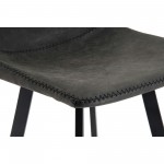 LeisureMod Elland Modern Upholstered Charcoal Black Leather Bar Stool