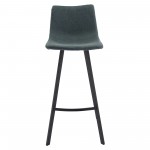 LeisureMod Elland Modern Upholstered Peacock Blue Leather Bar Stool