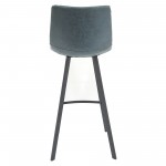 LeisureMod Elland Modern Upholstered Peacock Blue Leather Bar Stool