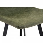 LeisureMod Elland Modern Upholstered Olive Green Leather Bar Stool