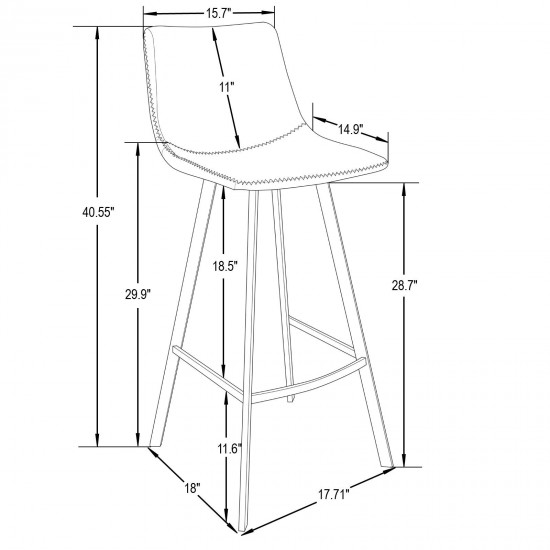 LeisureMod Elland Modern Upholstered Olive Green Leather Bar Stool