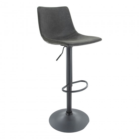 LeisureMod Tilbury Modern Adjustable Charcoal Black Bar Stool