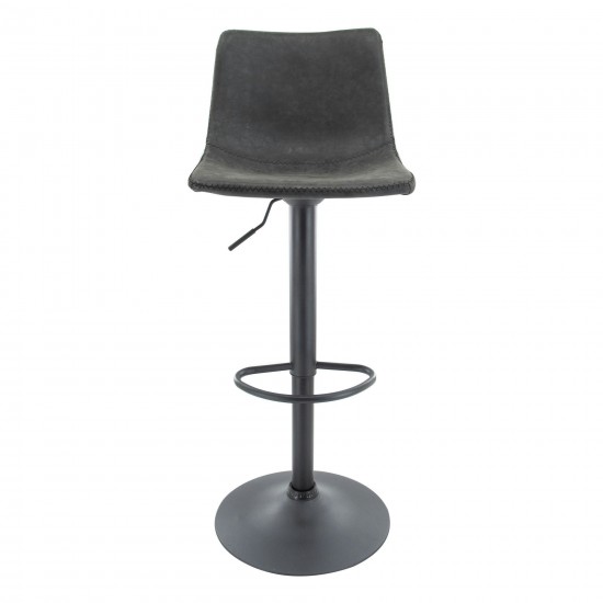 LeisureMod Tilbury Modern Adjustable Charcoal Black Bar Stool