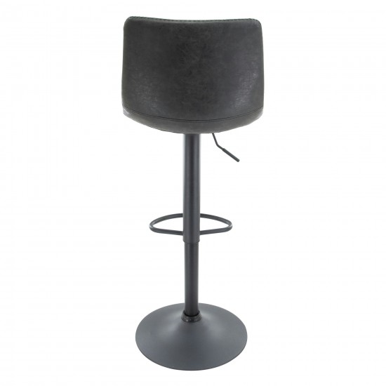 LeisureMod Tilbury Modern Adjustable Charcoal Black Bar Stool