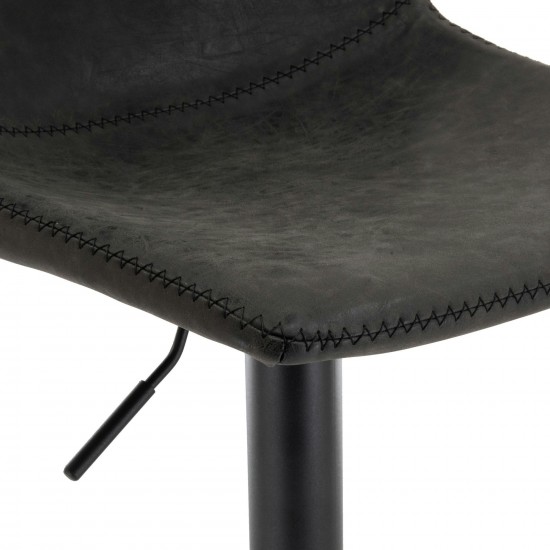 LeisureMod Tilbury Modern Adjustable Charcoal Black Bar Stool