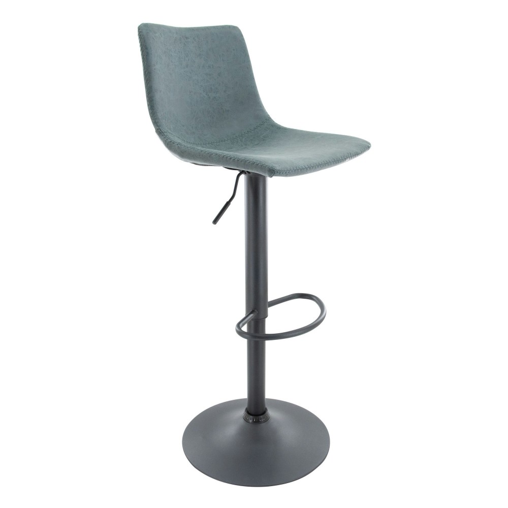 LeisureMod Tilbury Modern Adjustable Peacock Blue Bar Stool