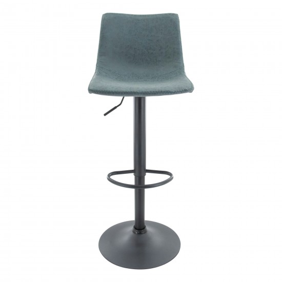 LeisureMod Tilbury Modern Adjustable Peacock Blue Bar Stool