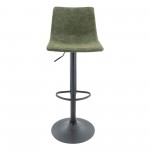 LeisureMod Tilbury Modern Adjustable Olive Green Bar Stool