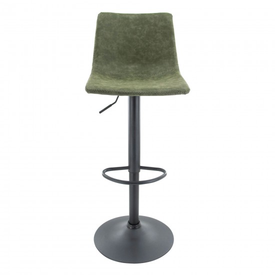 LeisureMod Tilbury Modern Adjustable Olive Green Bar Stool