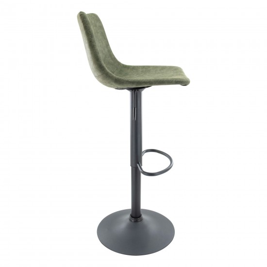 LeisureMod Tilbury Modern Adjustable Olive Green Bar Stool