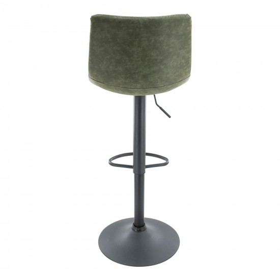 LeisureMod Tilbury Modern Adjustable Olive Green Bar Stool