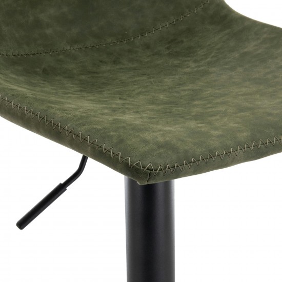 LeisureMod Tilbury Modern Adjustable Olive Green Bar Stool