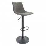 LeisureMod Tilbury Modern Adjustable Grey Bar Stool