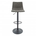 LeisureMod Tilbury Modern Adjustable Grey Bar Stool