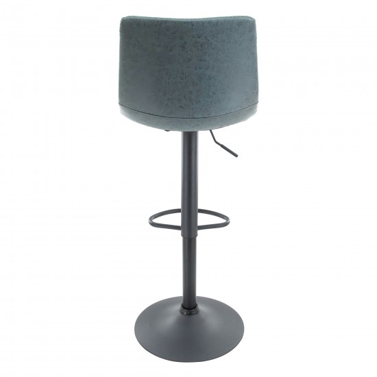 LeisureMod Tilbury Modern Adjustable Peacock Blue Bar Stool Set of 2