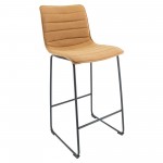 LeisureMod Brooklyn 29.9" Modern Light Brown Leather Bar Stool