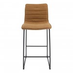 LeisureMod Brooklyn 29.9" Modern Light Brown Leather Bar Stool