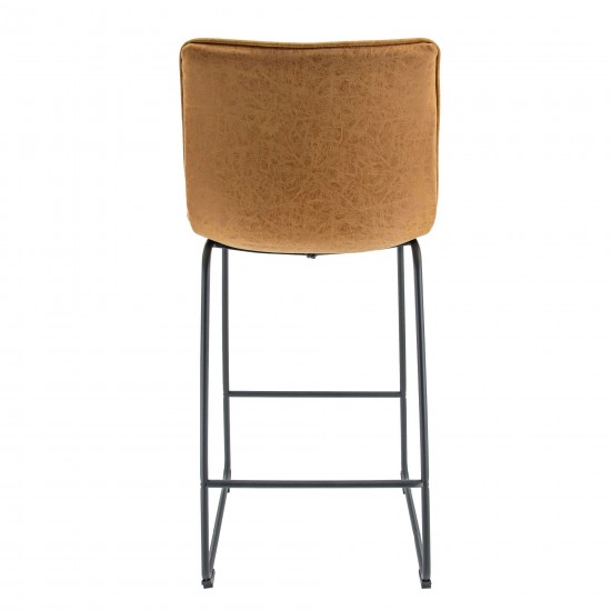 LeisureMod Brooklyn 29.9" Modern Light Brown Leather Bar Stool