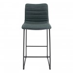 LeisureMod Brooklyn 29.9" Modern Peacock Blue Leather Bar Stool