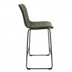 LeisureMod Brooklyn 29.9" Modern Olive Green Leather Bar Stool