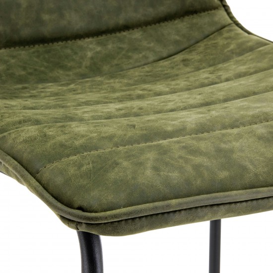 LeisureMod Brooklyn 29.9" Modern Olive Green Leather Bar Stool