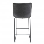 LeisureMod Brooklyn 29.9" Modern Charcoal Black Leather Bar Stool Set of 2