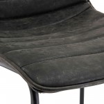 LeisureMod Brooklyn 29.9" Modern Charcoal Black Leather Bar Stool Set of 2