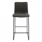 LeisureMod Brooklyn 29.9" Modern Grey Leather Bar Stool Set of 2