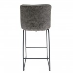 LeisureMod Brooklyn 29.9" Modern Grey Leather Bar Stool Set of 2