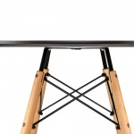 LeisureMod Dover Round Bistro Wood Top Dining Table - Black