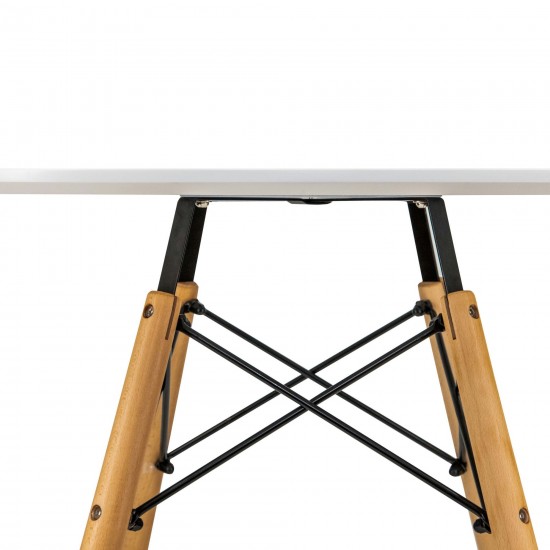 LeisureMod Dover Round Bistro Wood Top Dining Table - White