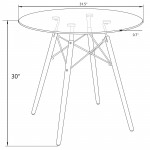 LeisureMod Dover Round Bistro Wood Top Dining Table - White