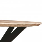 LeisureMod Ravenna 47" Round Maple Wood Dining Table With Modern Metal Base