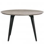 LeisureMod Ravenna Modern Round Grey Wood 47" Dining Table With Metal Legs