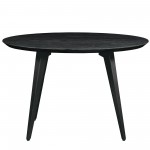 LeisureMod Ravenna Modern Round Ebony Wood 47" Dining Table With Metal Legs