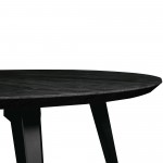 LeisureMod Ravenna Modern Round Ebony Wood 47" Dining Table With Metal Legs