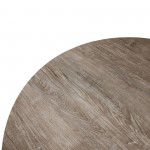 LeisureMod Ravenna Modern Round Oak Wood 47" Dining Table With Metal Legs