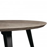 LeisureMod Ravenna Modern Round Oak Wood 47" Dining Table With Metal Legs