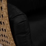 LeisureMod Mendoza Light Brown Wicker Hanging 2 person Egg Swing Chair - Black