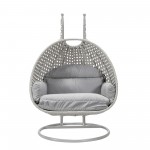 LeisureMod Mendoza Light Grey Hanging 2 person Egg Swing Chair - Light Grey