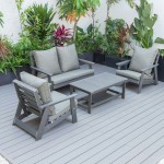 LeisureMod Alpine Poly Lumber 4-Piece Patio Conversation Set- Taupe