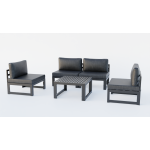 LeisureMod Chelsea 5-Piece Middle Patio Chairs and Coffee Table Set- Black