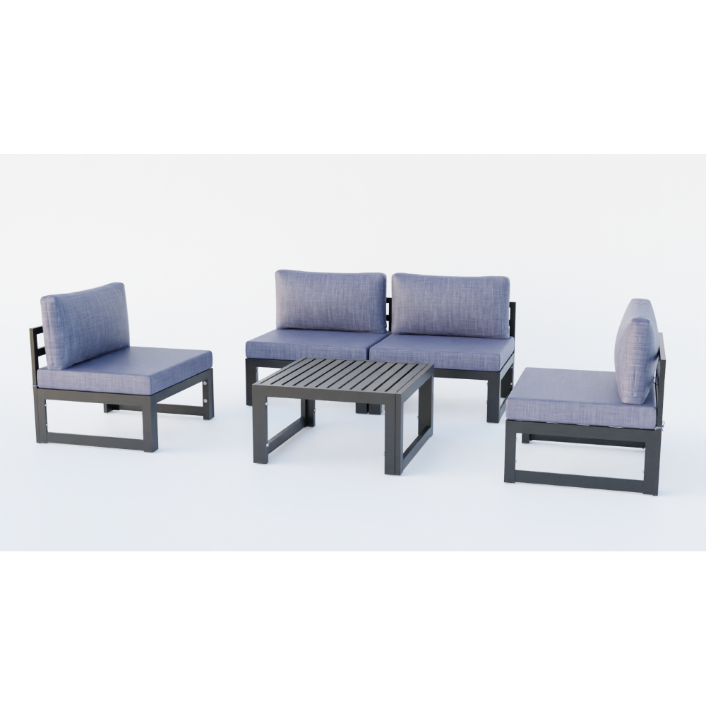 LeisureMod Chelsea 5-Piece Middle Patio Chairs and Coffee Table Set- Blue LeisureMod Chelsea 5-Piece Middle Patio Chairs and Coffee Table Set- Blue