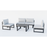 LeisureMod Chelsea 5-Piece Middle Patio Chairs and Coffee Table Set- Light Grey