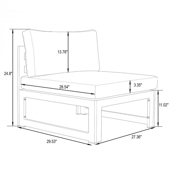 LeisureMod Chelsea 5-Piece Middle Patio Chairs and Coffee Table Set- Light Grey